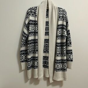 Chaps by Ralph Lauren cardigan sweater duster small black cream tunic open front